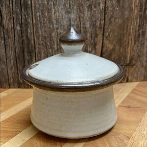 Artisan | Artist Signed | Handcrafted |Pottery |Cream/Brown |Ceramic |Sugar Bowl